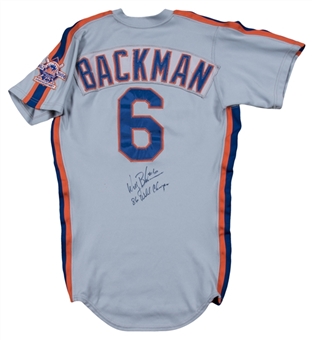 1986 Wally Backman Game Used and Signed New York Mets Road Jersey (JSA)